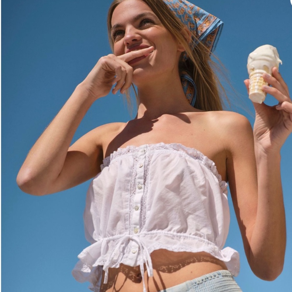 Free People White Strapless Blouse